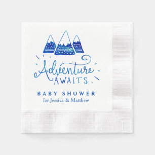 Serviette En Papier Boho Tribal Blue Adventure Baby shower Napkins