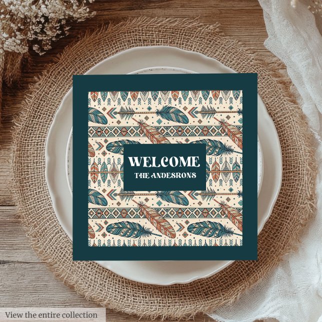 Serviette En Papier Boho Tribal Napkins Personalized Pastel Tableware (Boho Tribal Napkins Personalized Pastel Tableware)