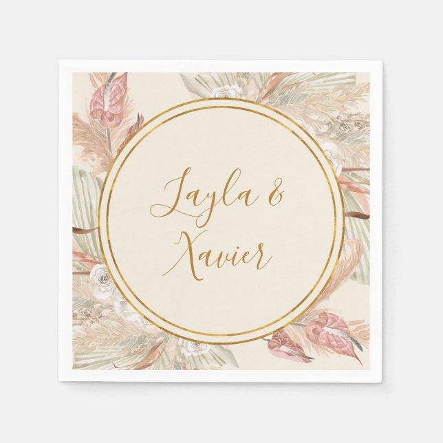 Serviette En Papier Boho Tropical Botanical | Serviettes de Mariage iv (Devant)