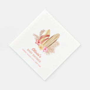 Serviette En Papier Boho Tropical Flower SurfIng Baby shower