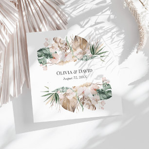 Serviette En Papier Boho Tropical Orchid et Monstera Mariage