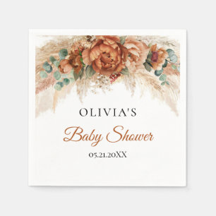 Serviette En Papier Boho tropical terre cuite Baby shower de rouille b