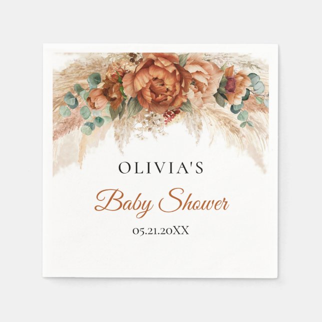 Serviette En Papier Boho tropical terre cuite Baby shower de rouille b (Devant)