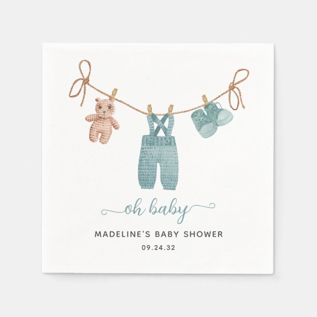 Serviette En Papier BOHO Vêtements de bébé Baby shower garçon (Devant)