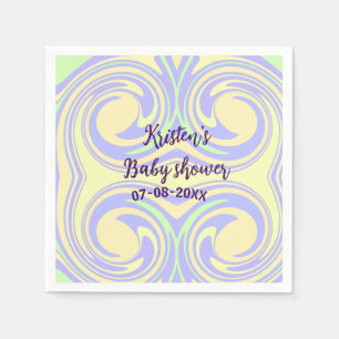 Serviette En Papier Boho violet vert baby shower marbre rustique moder