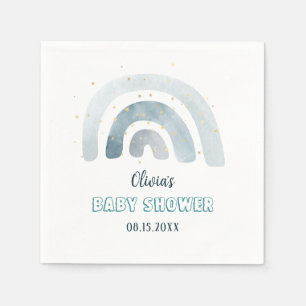 Serviette En Papier Boho Watercolor Blue Rainbow Baby shower