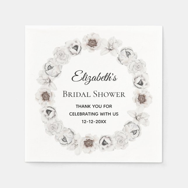 Serviette En Papier Boho White Floral Fête des mariées (Devant)