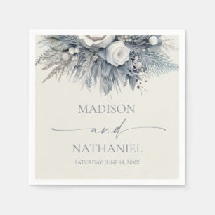 Serviette En Papier Boho White Rose Floral Mariage Jardin