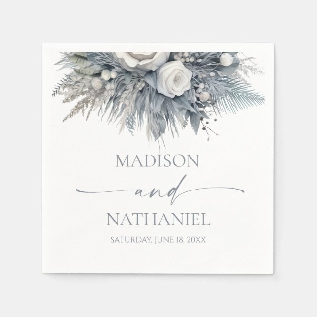 Serviette En Papier Boho White Rose Floral Mariage Jardin (Devant)