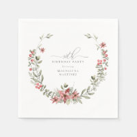 Boho Winter Greenery Red Floral 90e anniversaire
