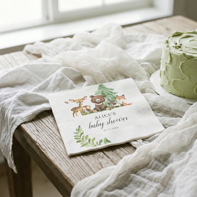 Serviette En Papier Boho Woodland Animaux Baby shower rustique serviet (Créateur téléchargé)