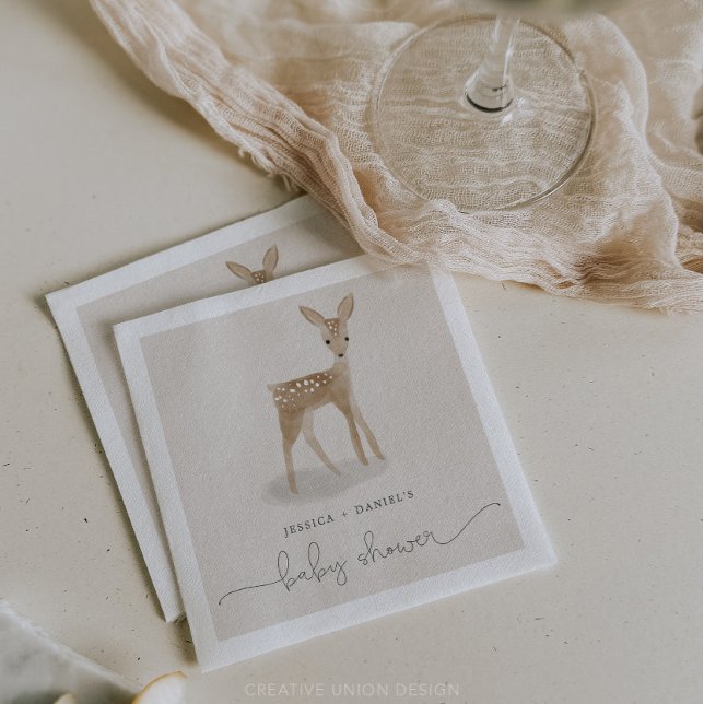 Serviette En Papier Boho Woodland Baby shower Cocktail Napkin (Créateur téléchargé)