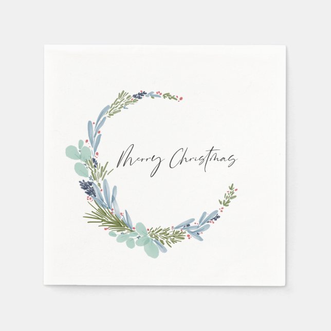 Serviette En Papier Boho Wreath Joyeux Noël Design moderne (Devant)