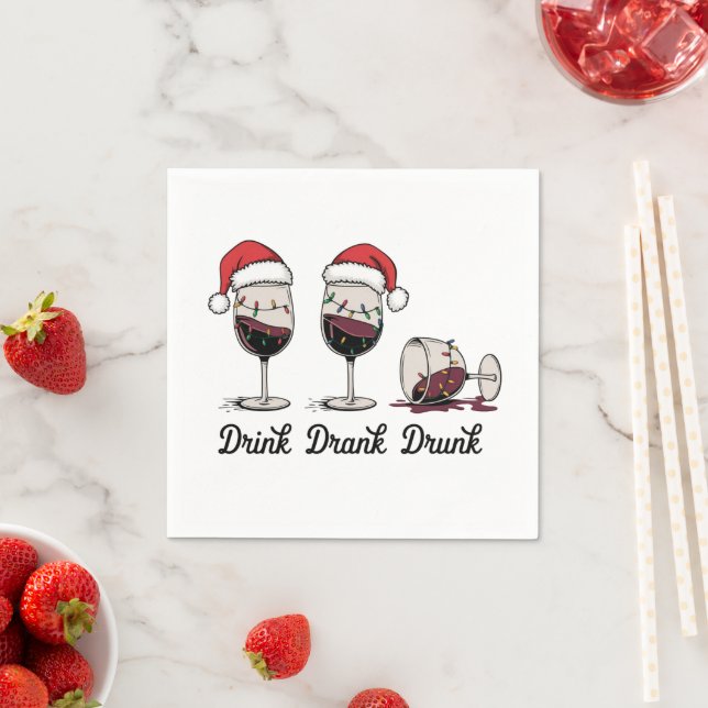 Serviette En Papier Boire Bus Bu Noël Vin (En situation)