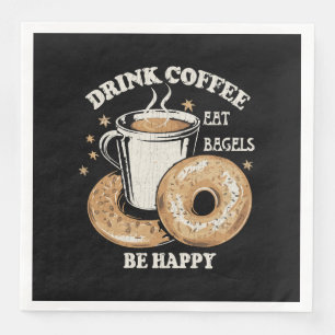 Serviette En Papier Boire Café Manger Bagels Soyez Heureux