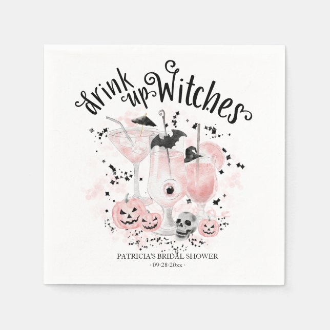 Serviette En Papier Boire des sorcières Cocktail Halloween Fête des ma (Devant)
