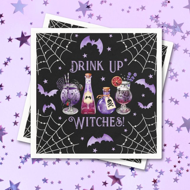 Serviette En Papier Boire des sorcières Cocktails et Costume Halloween (Drink Up Witches Cocktails and Costume Halloween Napkins)