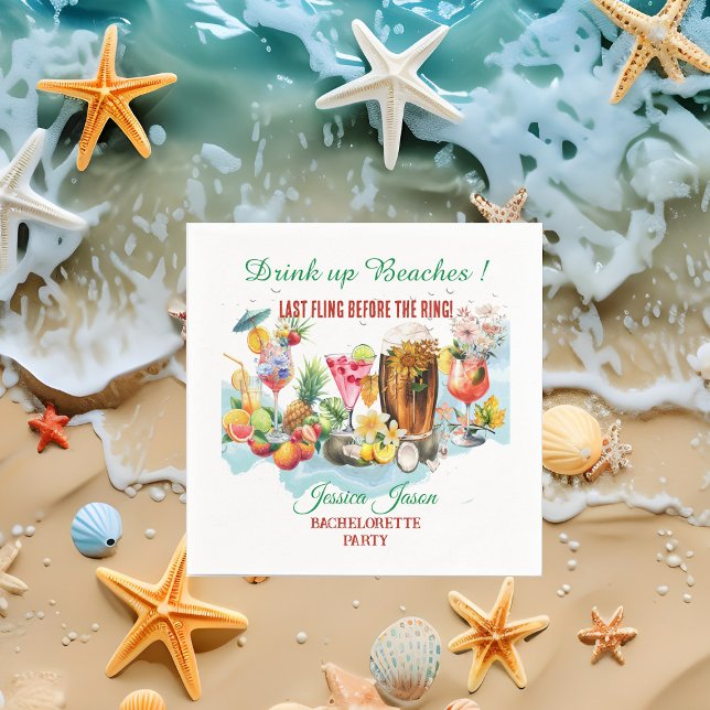 Serviette En Papier Boire jusqu'à épuisement Fête de Filles Cocktail F (Drink Up Beaches Cocktail Fruit Bachelorette Party Napkins)