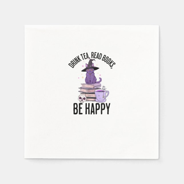 Serviette En Papier Boire Lire Livres Whimsigoth Halloween Design (Devant)