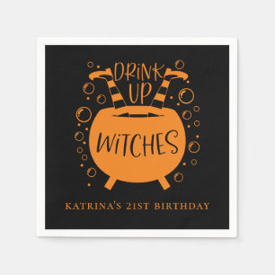Serviette En Papier Boire Sorcières Halloween Thème Anniversaire