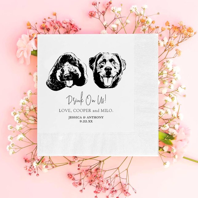 Serviette En Papier Boire Sur Nous Animaux Personnalisés Mariage Dessi (Créateur téléchargé)