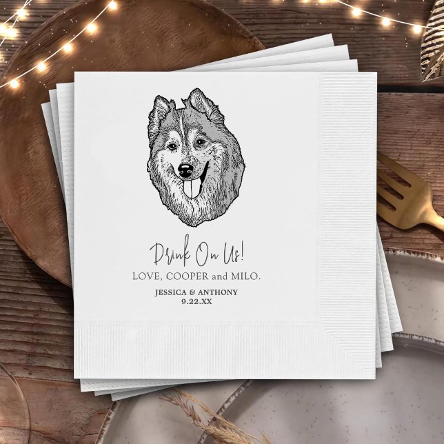 Serviette En Papier Boire Sur Nous Animaux Personnalisés Mariage Dessi (Créateur téléchargé)