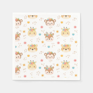 Serviette En Papier Bois Animaux Baby Giraffe Singe