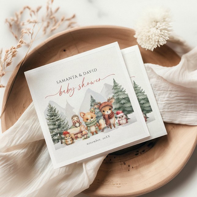 Serviette En Papier Bois Animaux Baby shower Forêt serviettes (Créateur téléchargé)