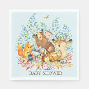 Serviette En Papier Bois Animaux Baby shower Papier Naples