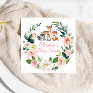 Serviette En Papier Bois Animaux Baby shower verdoyant