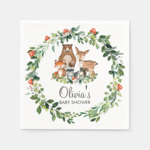 Serviette En Papier Bois Animaux Baby shower verdoyant Anniversaire