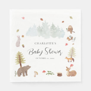 Serviette En Papier Bois Animaux Baby showers d'automne Papier