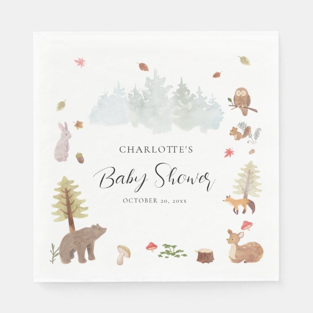 Serviette En Papier Bois Animaux Baby showers d'automne Papier (Devant)