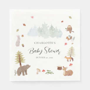 Serviette En Papier Bois Animaux Baby showers d'automne Papier