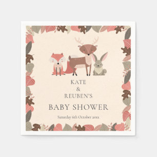 Serviette En Papier Bois Animaux Couples Baby shower / Saupoudrer