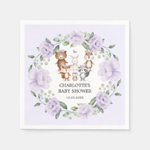 Serviette En Papier Bois Animaux Purple Floral Wreath Baby Girl