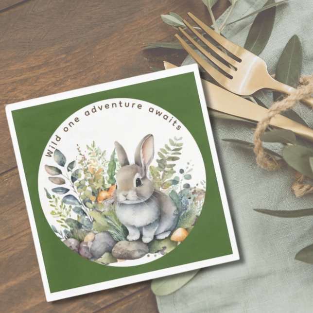 Serviette En Papier Bois Animaux Rabbit Partyware Décor Dîner (Créateur téléchargé)