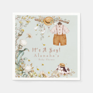 Serviette En Papier Bois Animaux Végétation Rustique Garçon