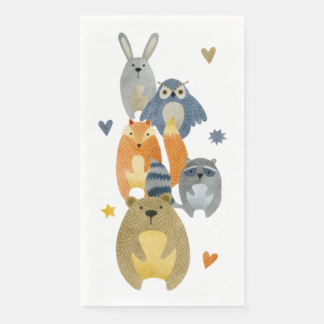 Serviette En Papier Bois Animaux Wild One Papier serviettes (Devant)