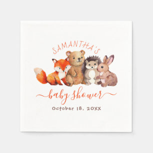 Serviette En Papier Bois Baby shower mignon Animaux écriture rouge