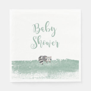 Serviette En Papier Bois Bébé Animaux Végétation Baby shower serviette