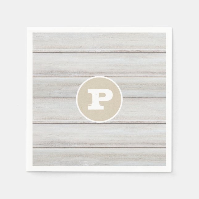 Serviette En Papier Bois blanc rustique Chic Mariage Kraft (Devant)