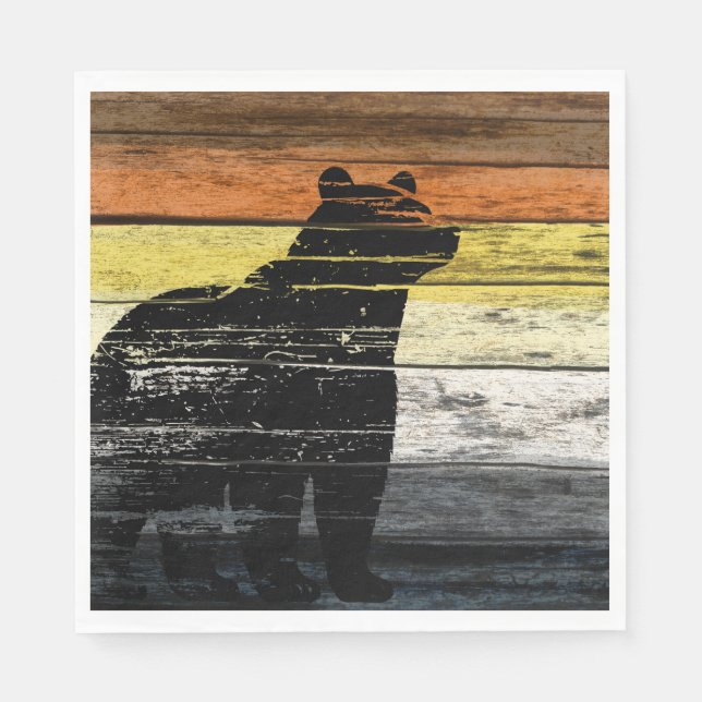Serviette En Papier Bois d'art Fierté de l'Ours  (Devant)