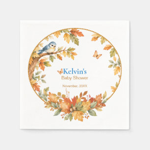 Serviette En Papier Bois d'automne Feuilles d'automne Oiseau et papill