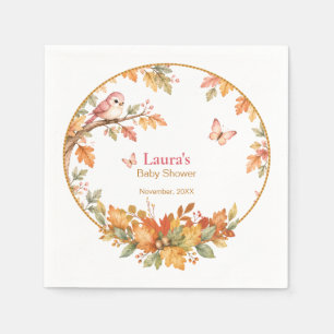 Serviette En Papier Bois d'automne Feuilles d'automne Oiseau et papill