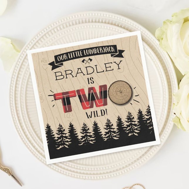 Serviette En Papier Bois de bûcheron à plaies rustiques 2e anniversair (Créateur téléchargé)