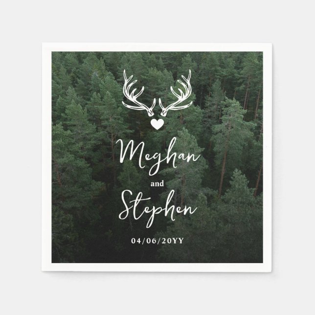 Serviette En Papier Bois de Cerf Bois de Pins Forêt Mariage (Devant)