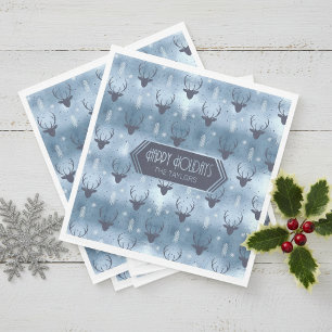 Serviette En Papier Bois de cerf Flèches Motif de Noël Bleu ID861