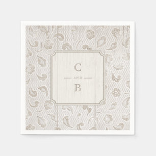 Serviette En Papier Bois de dentelle blanche mariage campagnard rustiq