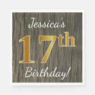 Serviette En Papier Bois de Faux, anniversaire d'or de Faux 17ème +